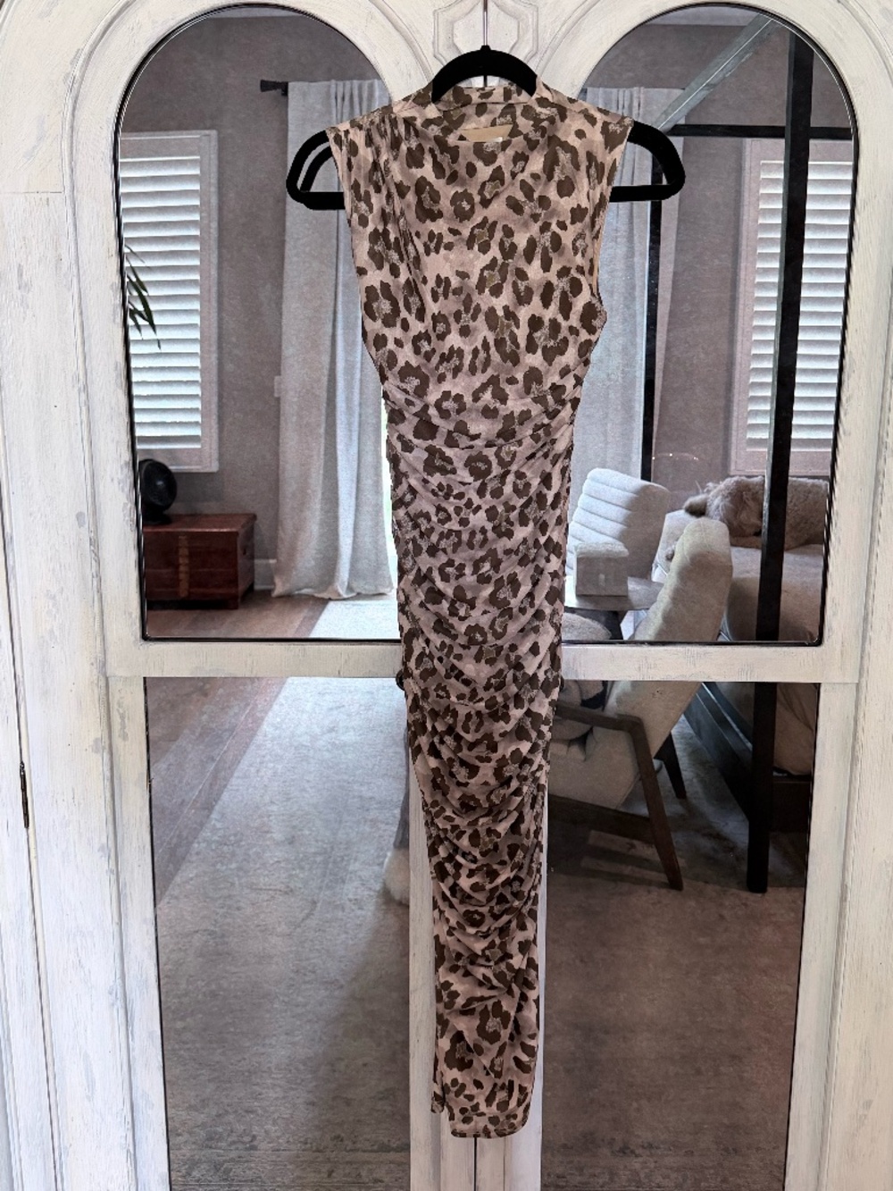 NWT Leopard Power Mesh Midi Dress by Flying Tomato, Sz S